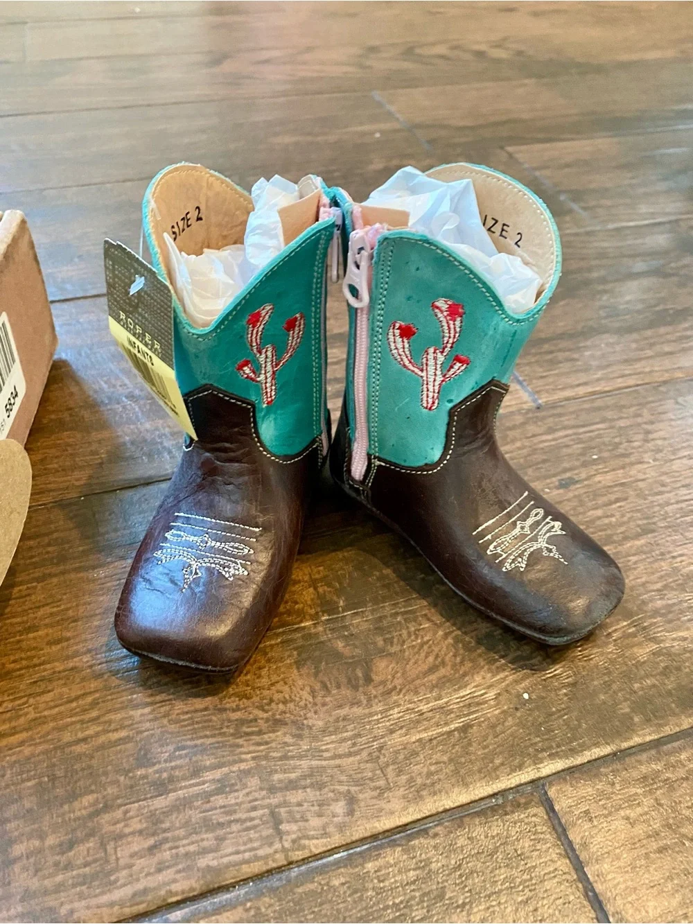 Roper Infant Cowbabies Cactus Cowboy Boots Size 2